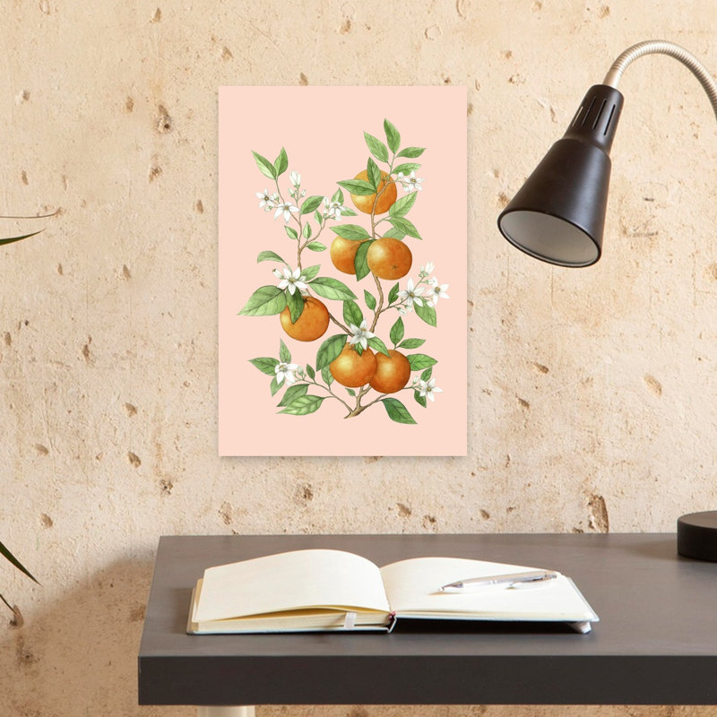 Art contemporain contemporain Summer, H 12 po x l 8 po, Orange