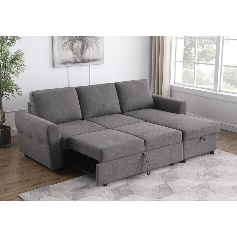 Canapé-lit modulaire avec rangement Kenna, Tissu gris