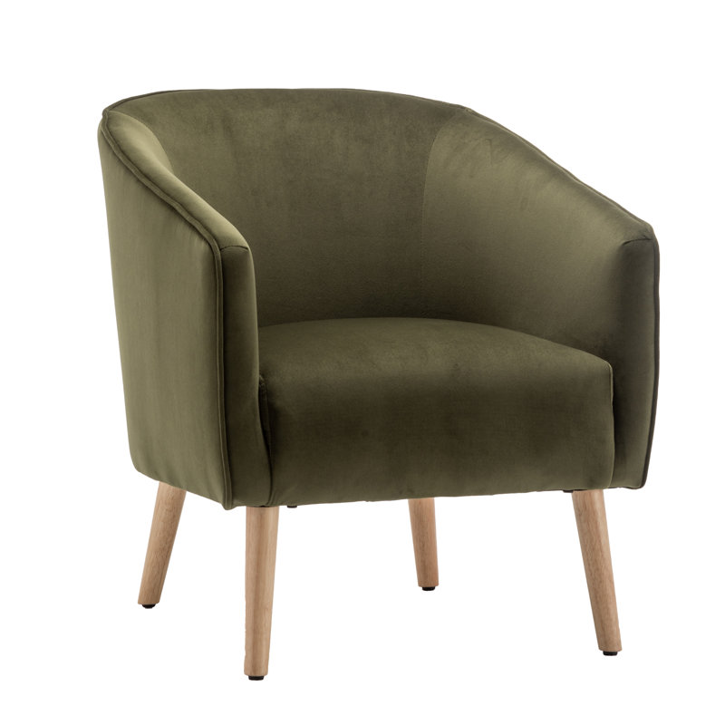 Fauteuil demi-tonneau Marzi, Velours vert sauge