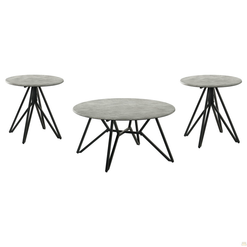 Ensemble de 3 tables basses et tables de bout rondes