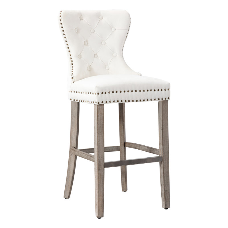 Tabouret de bar et de comptoir Kirsten, Ivoire / cadre gris antique, Tabouret de bar (siège d'une hauteur de 29 po)