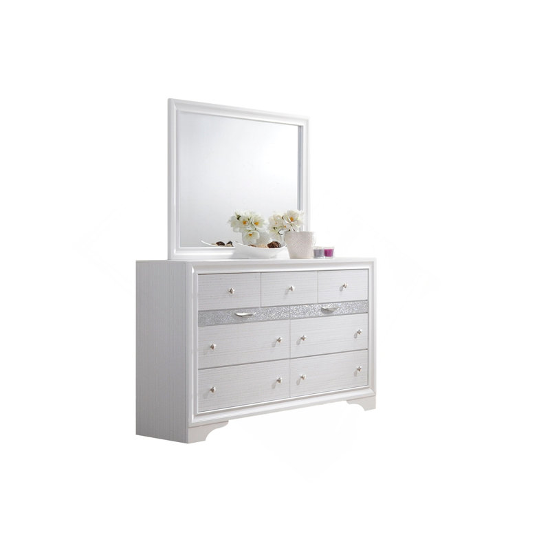 Commode 7 tiroirs Traditional en bois blanc