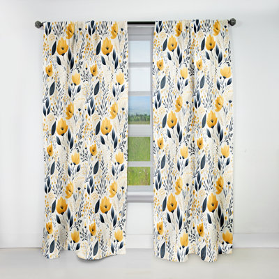 Motif floral jaune bohémien - panneaux de rideaux floraux