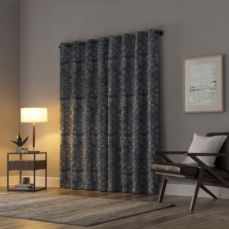 Osaka Blue Cotton Blend Blackout Grommet Curtain Panel 50" x 96"