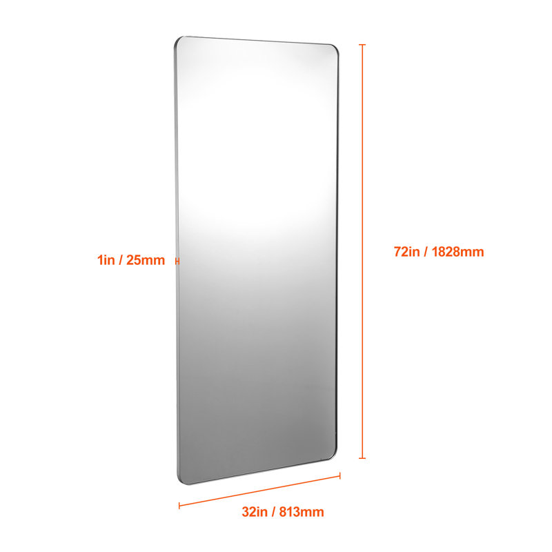 Aluminium Rectangle Mirror, Silver, 81.3cm x 182.9cm, Rectangle