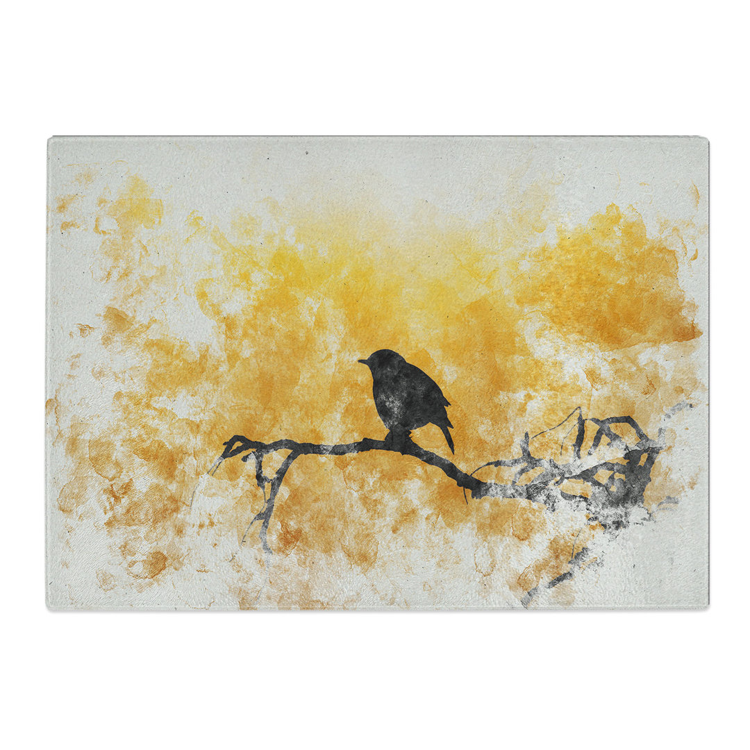 Bird at Sunset Watercolour Chopping Board