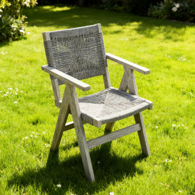 Chaise de salle à manger toutes saisons avec hanches, tissée naturelle, conception ergonomique et structure imitant le bois, grise, 23,13 po de profondeur, groupe de chaises multiples polyvalent et similaire