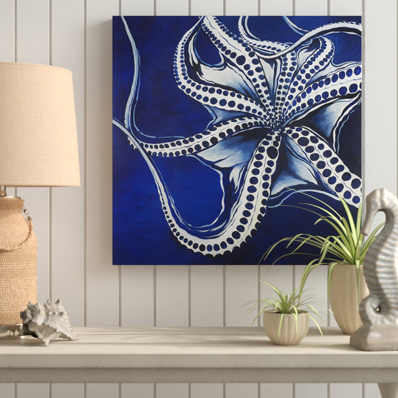 « octopus », reproduction de peinture à l’huile sur toile tendue, H 36 po x l 36 po x P 1,5 po