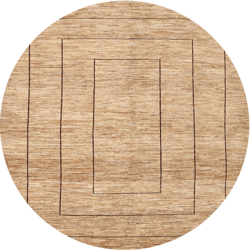 Tapis contemporain brun, Rond 6 pi x 6 pi