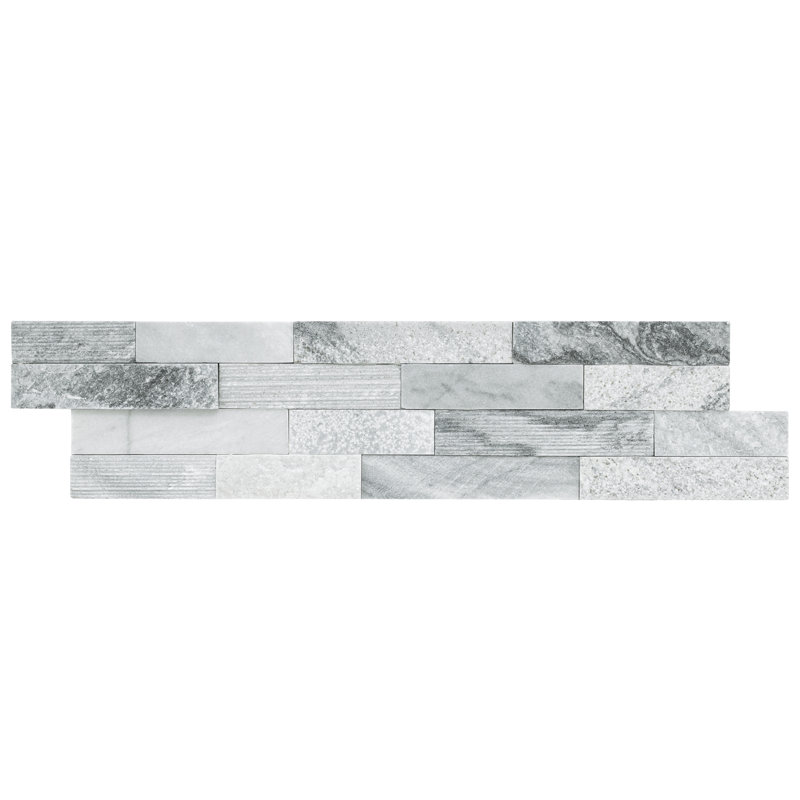 Stonecrest 6 in. x 24 in. Multi Finish Natural Stone Ledger Panel Corner Wall Tile, Glacier Gris