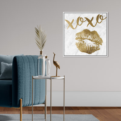«Fashion and Glam Xoxo Simple Kiss Gold Lips», reproduction d'impression sur toile