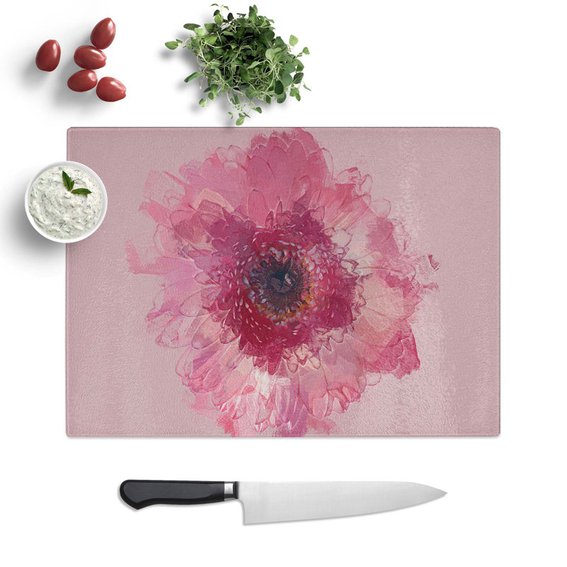 Glass Layers of A Pink Gerbera in Abstract Chopping Board, 28.5 cm W x 20 cm L