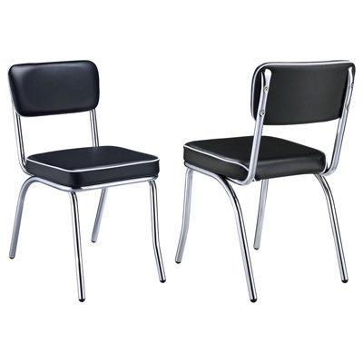Black And Chrome Upholstered Side Chairs (Set Of 2)