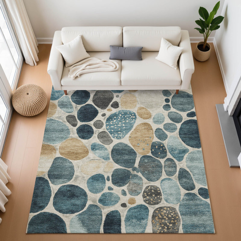 Tapis géométrique de qualité supérieure lavable à la machine, Rectangulaire 8 pi x 10 pi