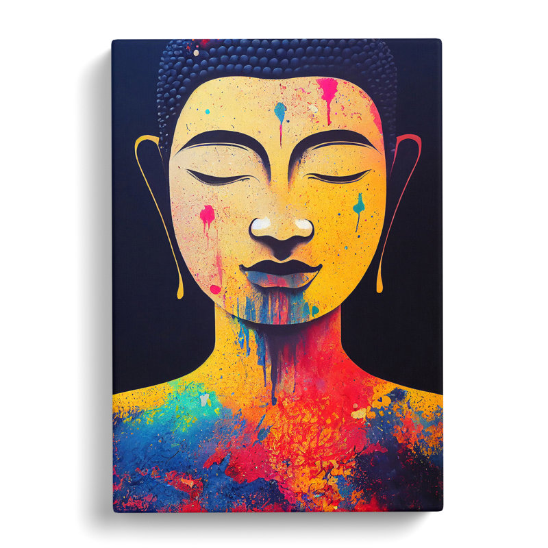 Paint Drip Buddha No.1 - Wrapped Canvas, 50cm H x 35cm W x 3cm D