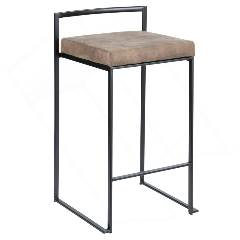 Tabouret de comptoir empilable Fuji, Brun, Noir