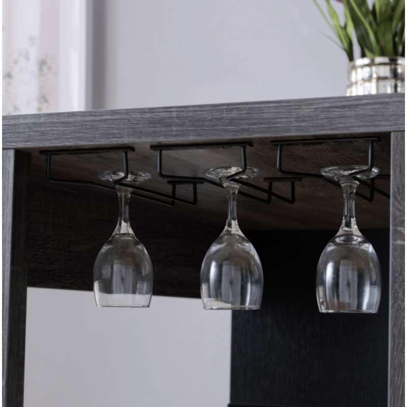 Home Bar Table With Wine Glass Compartment Three Shelves