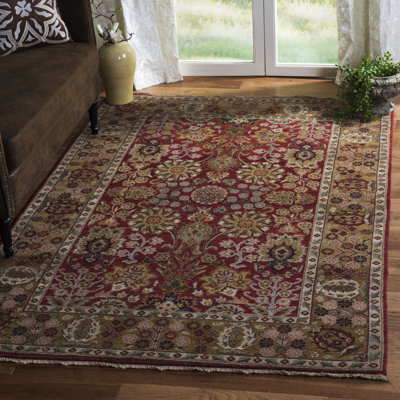 Albirda Wool Pile Oriental Rug in Gold/Red