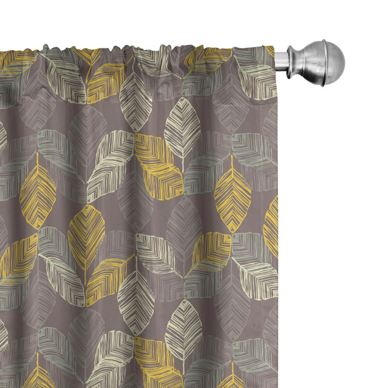 Paire de rideaux semi-transparents avec passe-tringle Leaves, 28 po x 63 po