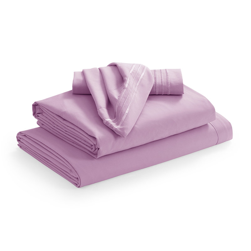 1800 Series Double-Brushed Microfiber Hypoallergenic Sheet Set, Lilac, Twin XL Sheet Set with 1 Pillowcase