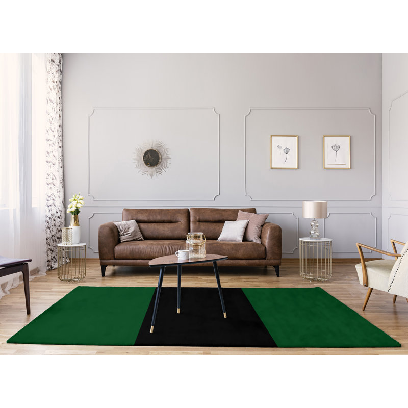 Tapis à rayures vert/noir, Rectangle 8 pi x 10 pi