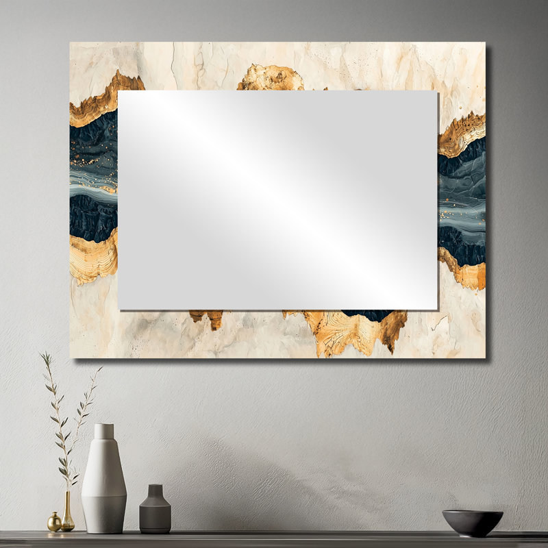 «Modern Mustang Horse By The Golden River II», art mural miroir animal imprimé sur métal, 30 po x 40 po