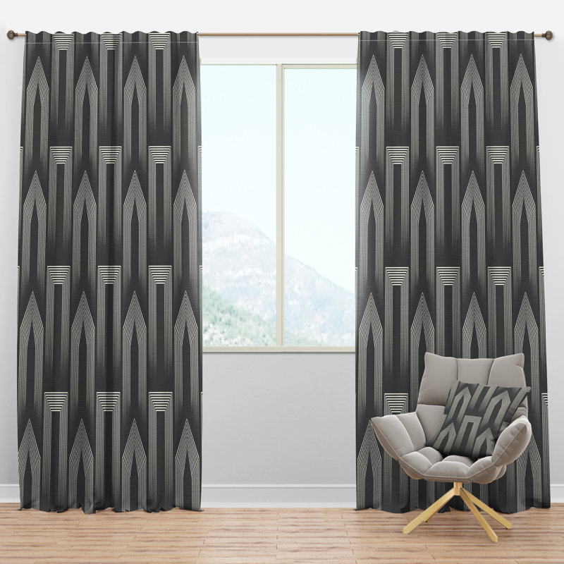 Panneau de rideau simple semi-diaphane avec passe-tringle Mid-Century, l 52 po x L 84 po