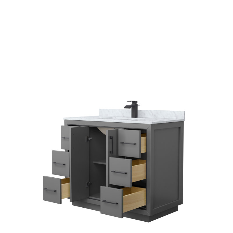 Icon 42" Single Bathroom Vanity Set, Dark Gray, Matte Black