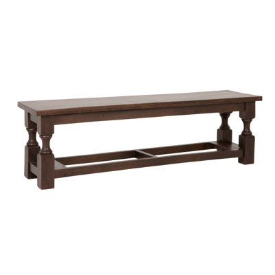 Banc de salle à manger en bois avec pieds tournés et base à châssis