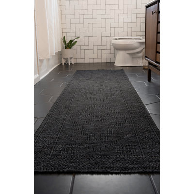 Brenly Moroccan Machine Washable Non Skid Indoor Area Rug - Dark Gray