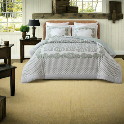 Piece Green Floral Bedding Sets, Full Queen Polyester Duvet Set