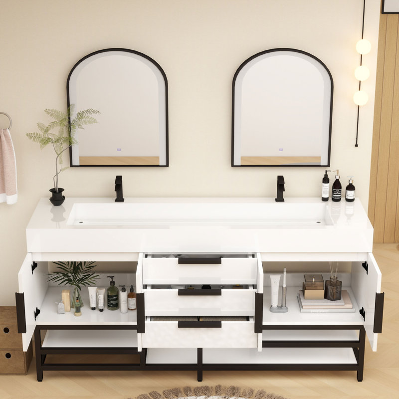 Meuble-lavabo sur pied simple de 72 po Jessica, Blanc