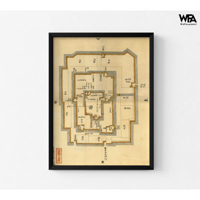 Plan de château japonais, affiche japonaise antique, art traditionnel asiatique, impression de vieux plan de château, décoration murale traditionnelle du Japon, affiche du Japon