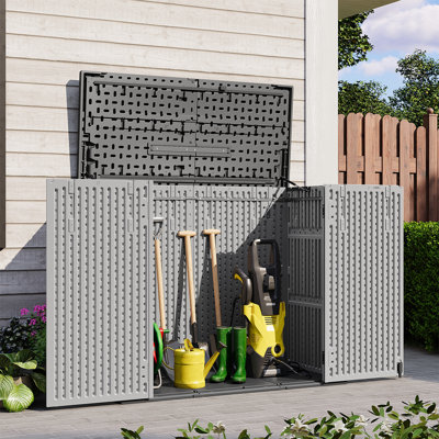 32 Cu. Ft. Resin Outdoor Storage Shed with Lockable Doors and Lift-Up Lid
