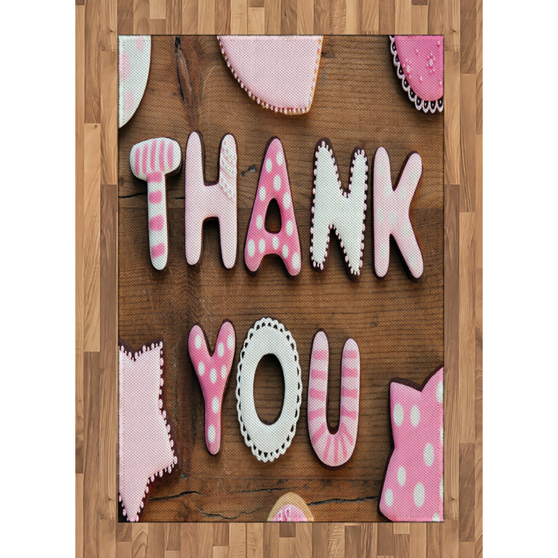 Thank You High Density Long Fiber Poly Threads Decorative Area Rug Carpet, Rectangle 4' x 5'8"