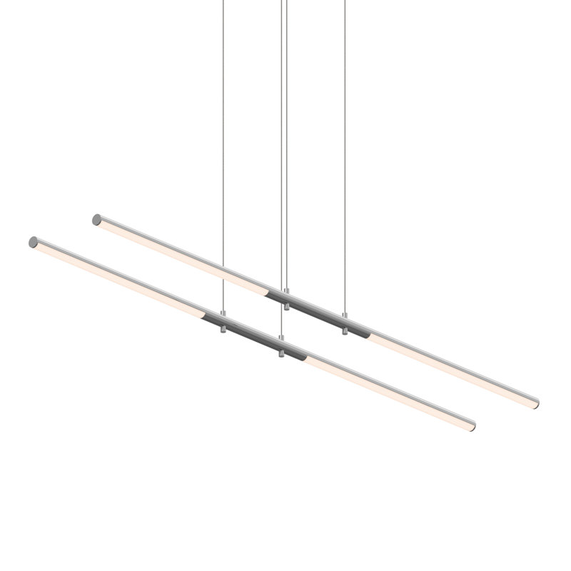 Luminaire suspendu géométrique unique à 4 lumières DEL Tik-Tak ™, Chrome poli