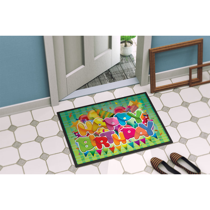 Tapis d'extérieur antidérapant Fehzan Happy Birthday, Rectangle 1 pi 6 po x 2 pi 3 po