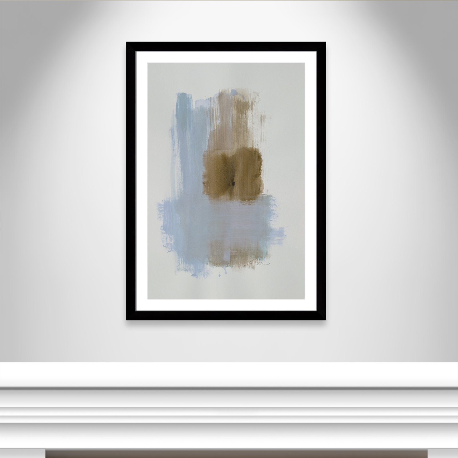 Esmeray "Powder Room Wash IV" Print, 43" H x 31" W x 1.25" D, Black Cube Frame Matted