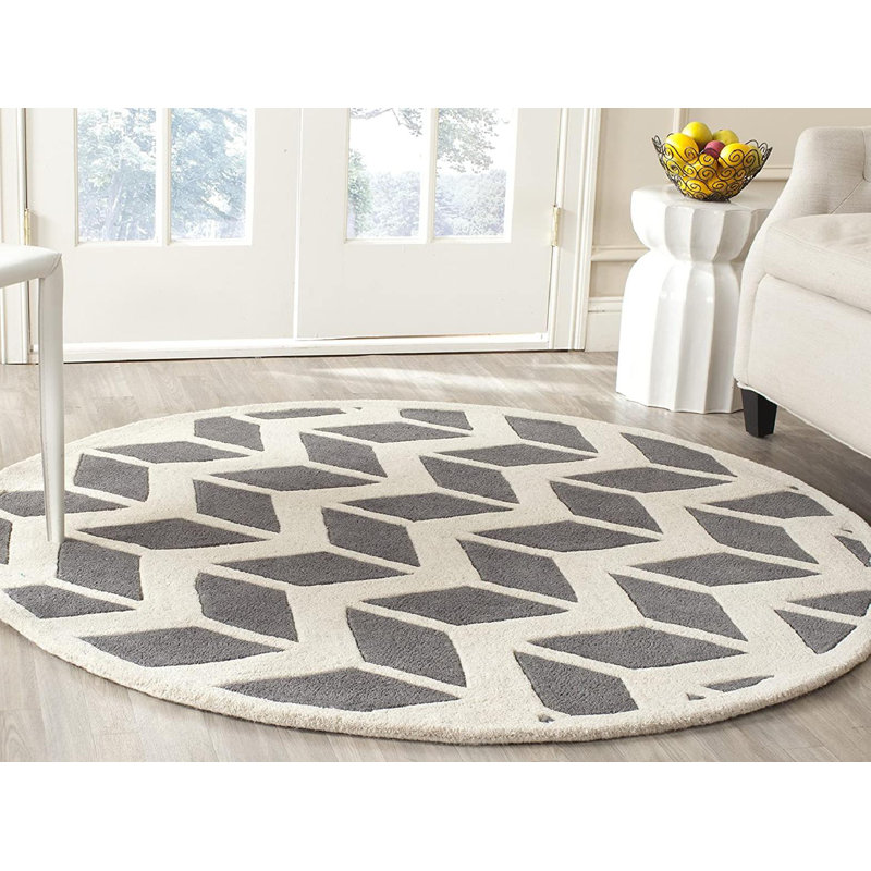 Chatham Hand Tufted Wool Chevron Rug, Round 3'