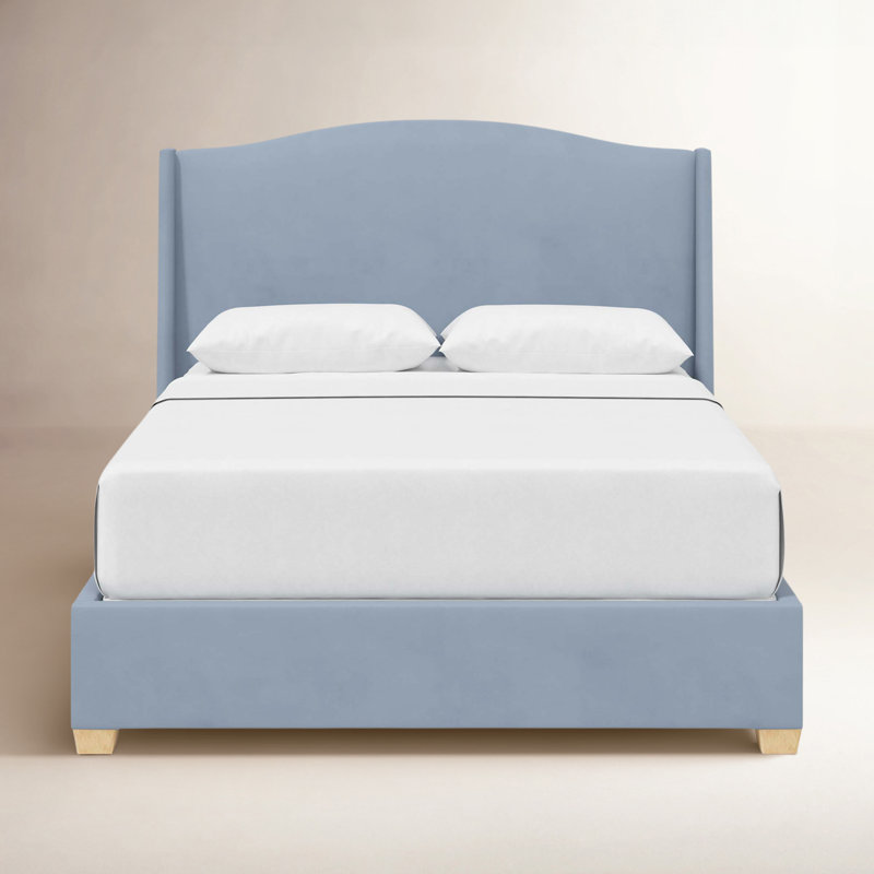 Allis Upholstered Wingback Bed, California King, Classic Ocean Velvet