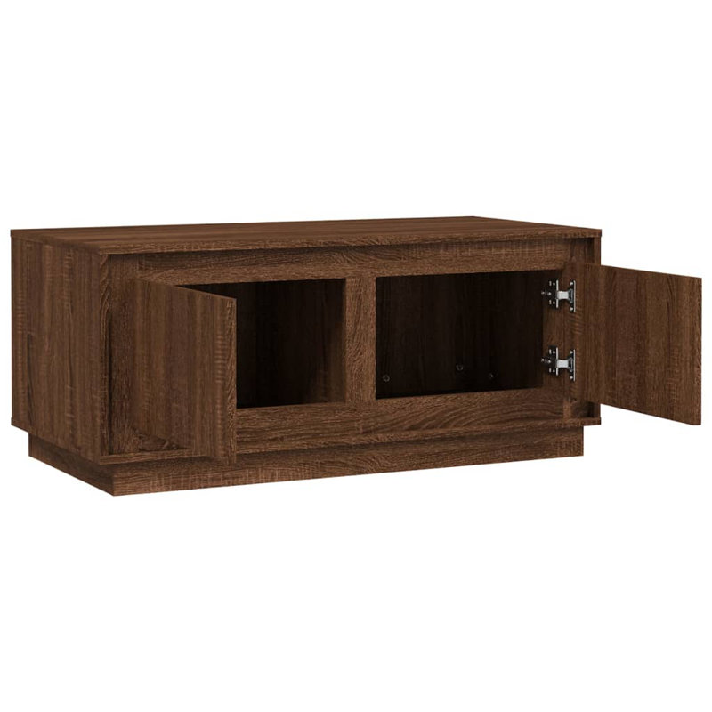 Edmore Block Coffee Table with Storage, Brown Oak