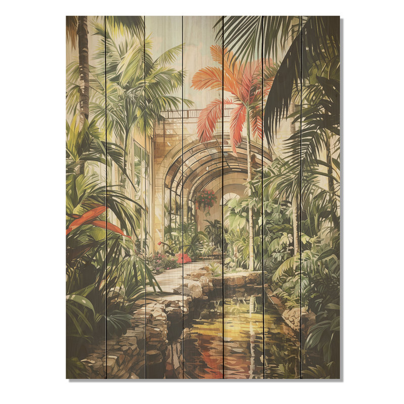 Tropical Ruins In Mexico - Art mexicain sur bois, H 20 po x l 10 po