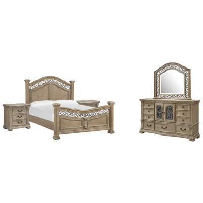 Très grand lit californien 2 tables de chevet et commode avec miroir