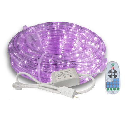 Cordon lumineux 32,8 pi, 120 V enfichable, débrochable, connectable, luminosité réglable, étanche IP65, télécommande avec modes dynamiques et minuterie