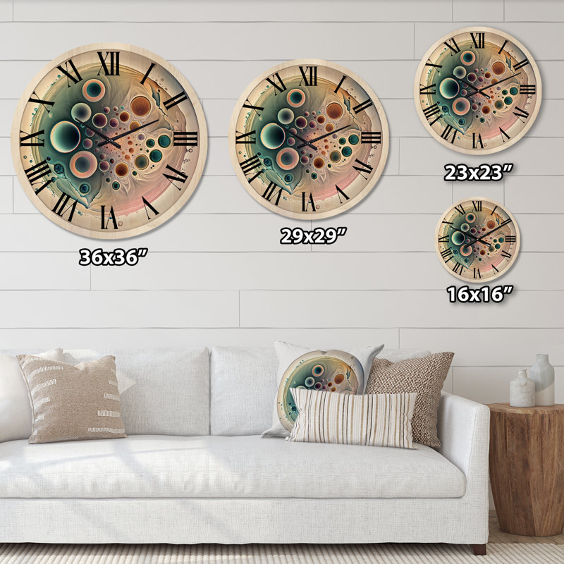 Horloge murale moderne surdimensionnée en bois doux Cymatics Mandala III, Très grand