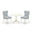 L'ensemble de table de cuisine 3 pièces comprend une table de salle à manger ronde avec piédestal et 2 chaises rembourrées en tissu bleu lin, lin blanc-1998732287-1998624643-1998732272