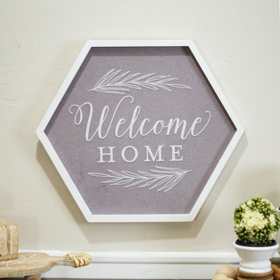 Enseigne de feuillage en bois blanc 18 po pour la maison Welcome