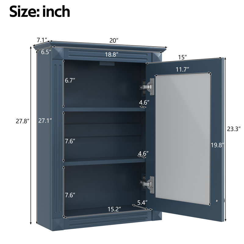 Armoire à pharmacie avec cadre miroir, porte de salle de bain Traditional