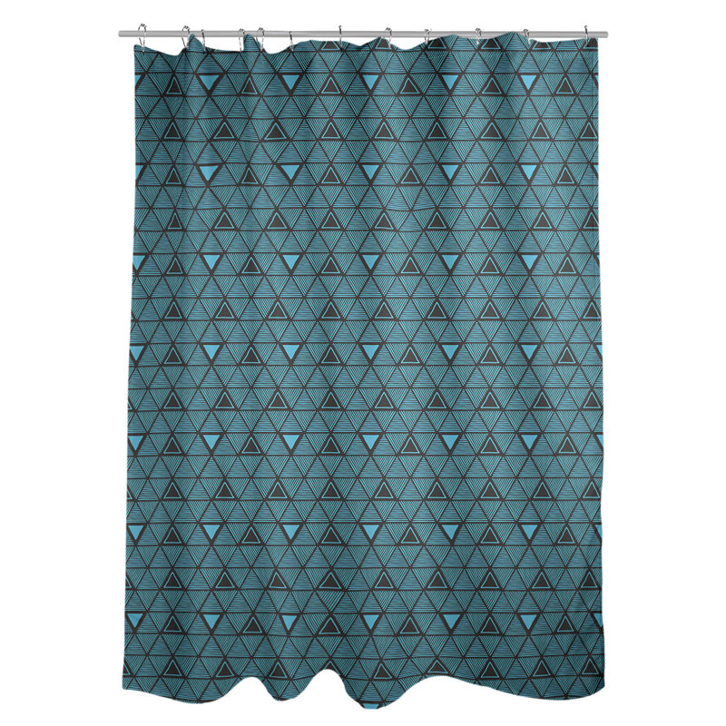 Rideau de douche simple à triangles à main classique Patricia Geoffrey, Bleu, Yes