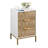 Nightstand With 3 Drawers, Mid-Century Modern End Table,Gold Metalfeet, Gold Metal Handles , Drawer Panels Are Shaped By Cutting Lines,End Table For Bedroom,White And Natural